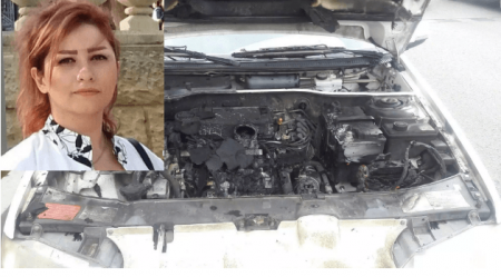 Həbsdə olan jurnalistin xanımının avtomobili yandı – FOTO
